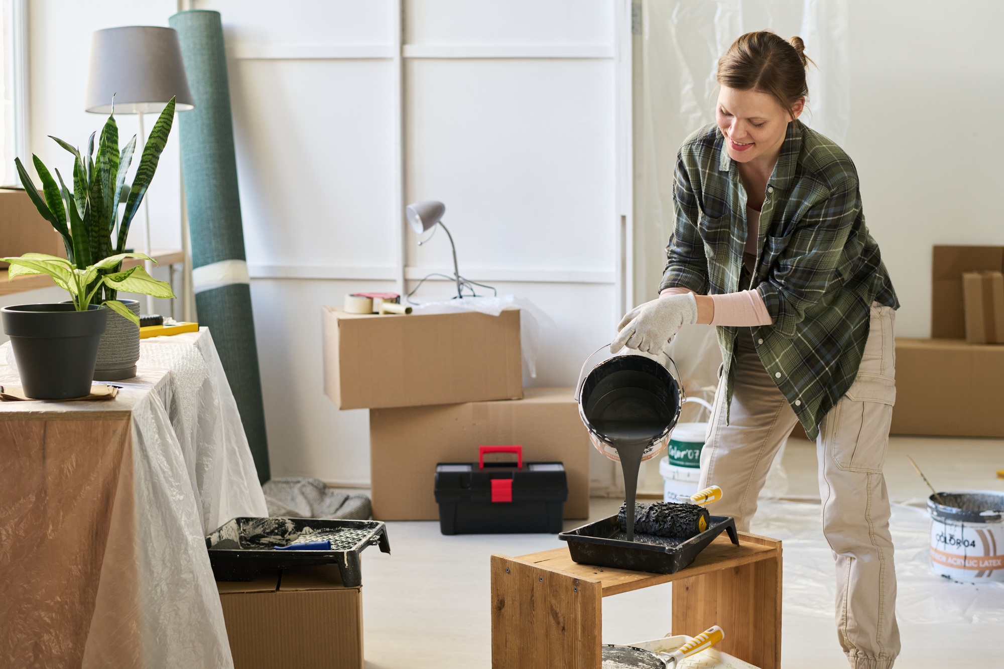 Preparing for painting living room